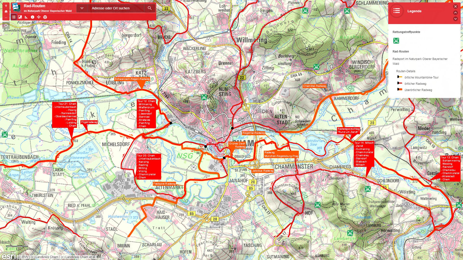 Zur externen GIS-Map Rad-Routen unter arcgis.com