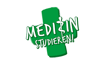 Schriftzug Medizin studieren - auf grünem Kreuz
