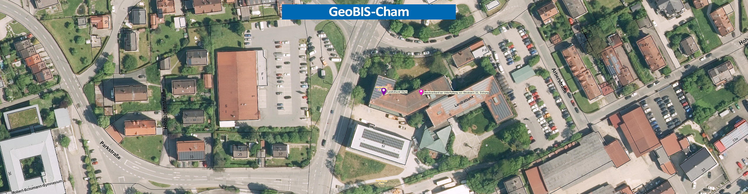 Screenshot der GeoBIS-Cham Applikation